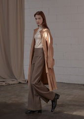 Utility-Inspired Linen Shirt Blazer Dress for Women with Belted Waist and Button-Front Design