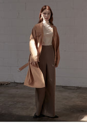 Utility-Inspired Linen Shirt Blazer Dress for Women with Belted Waist and Button-Front Design
