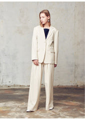 High-Waisted Wide-Leg Linen Pants with Tailored Fit and Relaxed Silhouette for Women