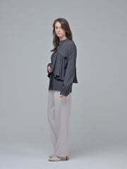 Cotton Poplin Wide-Leg Pants with Tailored Waistband and Flowing Silhouette for Elegant Comfort