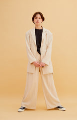 Tailored Oversized Linen Blazer With Relaxed Fit and Structured Silhouette for Modern Style