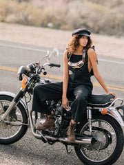 Linen Wide-Leg Jumpsuit with Backless Tie-Strap Design and Utility Pockets