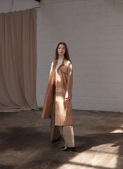 Utility-Inspired Linen Shirt Blazer Dress for Women with Belted Waist and Button-Front Design