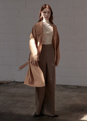 Utility-Inspired Linen Shirt Blazer Dress for Women with Belted Waist and Button-Front Design