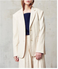 High-Waisted Wide-Leg Linen Pants with Tailored Fit and Relaxed Silhouette for Women