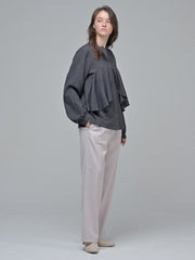 Cotton Poplin Wide-Leg Pants with Tailored Waistband and Flowing Silhouette for Elegant Comfort