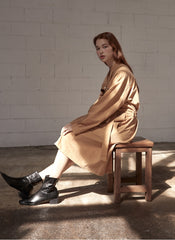 Utility-Inspired Linen Shirt Blazer Dress for Women with Belted Waist and Button-Front Design