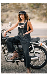 Linen Wide-Leg Jumpsuit with Backless Tie-Strap Design and Utility Pockets