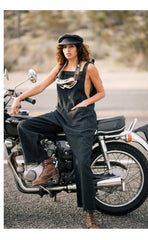 Linen Wide-Leg Jumpsuit with Backless Tie-Strap Design and Utility Pockets