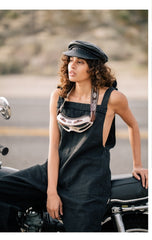 Linen Wide-Leg Jumpsuit with Backless Tie-Strap Design and Utility Pockets