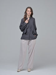 Cotton Poplin Wide-Leg Pants with Tailored Waistband and Flowing Silhouette for Elegant Comfort