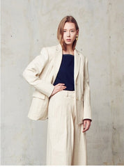High-Waisted Wide-Leg Linen Pants with Tailored Fit and Relaxed Silhouette for Women
