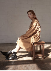 Utility-Inspired Linen Shirt Blazer Dress for Women with Belted Waist and Button-Front Design