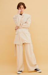 Tailored Oversized Linen Blazer With Relaxed Fit and Structured Silhouette for Modern Style