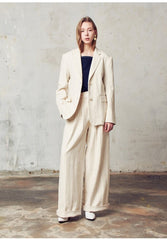 High-Waisted Wide-Leg Linen Pants with Tailored Fit and Relaxed Silhouette for Women