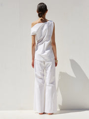 Wide-Leg High-Waisted Linen Pants with Tailored Fit and Modern Minimalist Silhouette