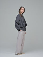Cotton Poplin Wide-Leg Pants with Tailored Waistband and Flowing Silhouette for Elegant Comfort