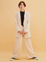 Tailored Oversized Linen Blazer With Relaxed Fit and Structured Silhouette for Modern Style