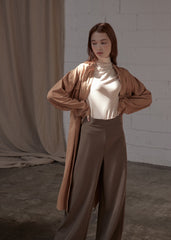 Utility-Inspired Linen Shirt Blazer Dress for Women with Belted Waist and Button-Front Design