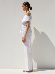 Wide-Leg High-Waisted Linen Pants with Tailored Fit and Modern Minimalist Silhouette