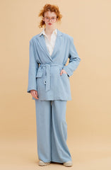 Oversized Tailored Linen Blazer for Women with Notch Lapels and Lightweight Breathable Fabric