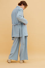 Oversized Tailored Linen Blazer for Women with Notch Lapels and Lightweight Breathable Fabric