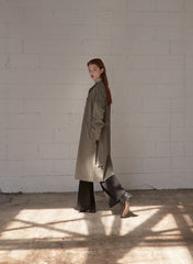 Minimalist Linen Shirt Blazer Dress for Women with Belted Waist and Chest Pockets – Versatile Fit