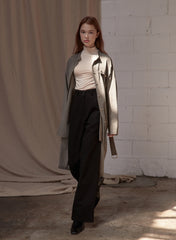 Minimalist Linen Shirt Blazer Dress for Women with Belted Waist and Chest Pockets – Versatile Fit