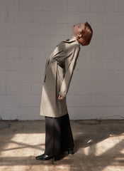 Minimalist Linen Shirt Blazer Dress for Women with Belted Waist and Chest Pockets – Versatile Fit