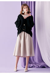 Cinched Waist Cotton Poplin Midi Dress for Women with Long Sleeves and Relaxed Silhouette