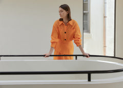 Balloon Sleeve Linen Blouse with Oversized Collar and Front Button Detail for Elegant Styling