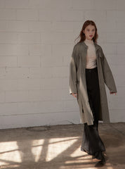 Minimalist Linen Shirt Blazer Dress for Women with Belted Waist and Chest Pockets – Versatile Fit