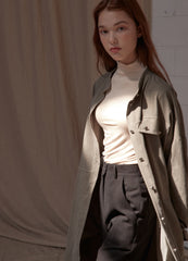 Minimalist Linen Shirt Blazer Dress for Women with Belted Waist and Chest Pockets – Versatile Fit