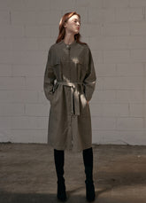 Minimalist Linen Shirt Blazer Dress for Women with Belted Waist and Chest Pockets – Versatile Fit