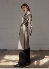 Minimalist Linen Shirt Blazer Dress for Women with Belted Waist and Chest Pockets – Versatile Fit