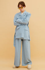 Oversized Tailored Linen Blazer for Women with Notch Lapels and Lightweight Breathable Fabric