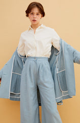 Oversized Tailored Linen Blazer for Women with Notch Lapels and Lightweight Breathable Fabric