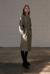 Minimalist Linen Shirt Blazer Dress for Women with Belted Waist and Chest Pockets – Versatile Fit