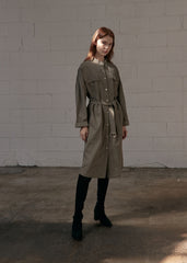 Minimalist Linen Shirt Blazer Dress for Women with Belted Waist and Chest Pockets – Versatile Fit