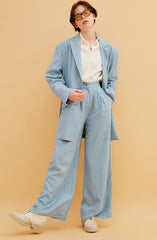 Oversized Tailored Linen Blazer for Women with Notch Lapels and Lightweight Breathable Fabric