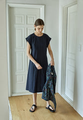 Sleeveless Linen Midi Dress for Women with Adjustable Waist Ties and Relaxed Oversized Silhouette