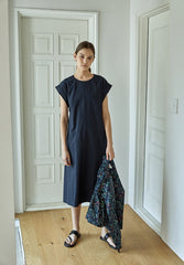 Sleeveless Linen Midi Dress for Women with Adjustable Waist Ties and Relaxed Oversized Silhouette