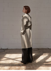 Minimalist Linen Shirt Blazer Dress for Women with Belted Waist and Chest Pockets – Versatile Fit