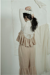 Tamara Linen Cotton Ruffle Pants