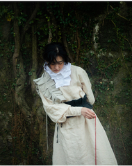 Bufanda plisada de lino y algodón