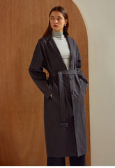 Structured Linen Blazer Coat for Women with Waist Belt and Oversized Fit – Button-Up Outerwear