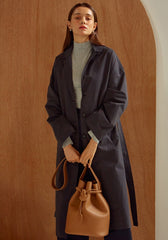 Structured Linen Blazer Coat for Women with Waist Belt and Oversized Fit – Button-Up Outerwear