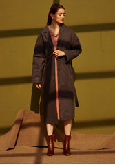 Structured Linen Blazer Coat for Women with Waist Belt and Oversized Fit – Button-Up Outerwear