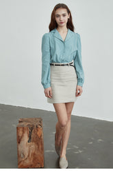 Tailored Linen Mini Skirt with Streamlined Silhouette and Belt Loops for Modern Versatility