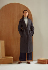 Structured Linen Blazer Coat for Women with Waist Belt and Oversized Fit – Button-Up Outerwear